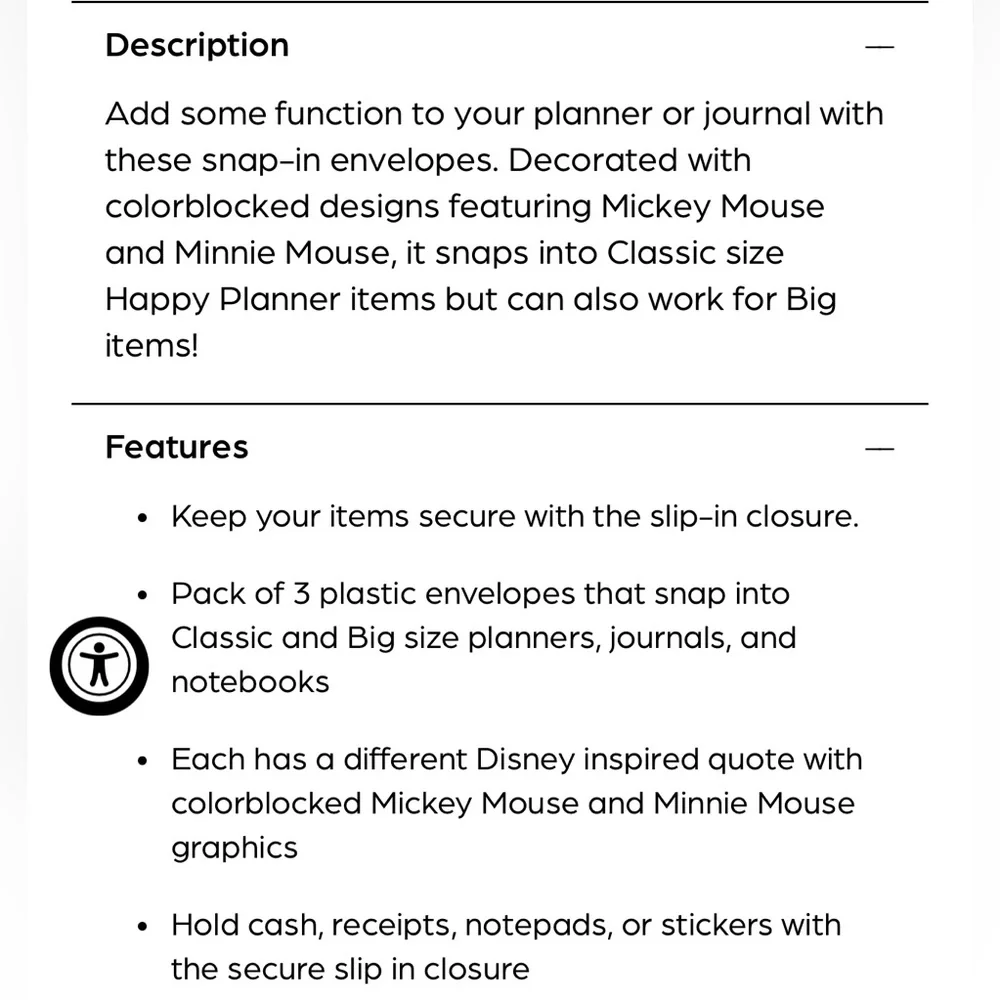 The Happy Planner Disney 3 Piece Envelopes